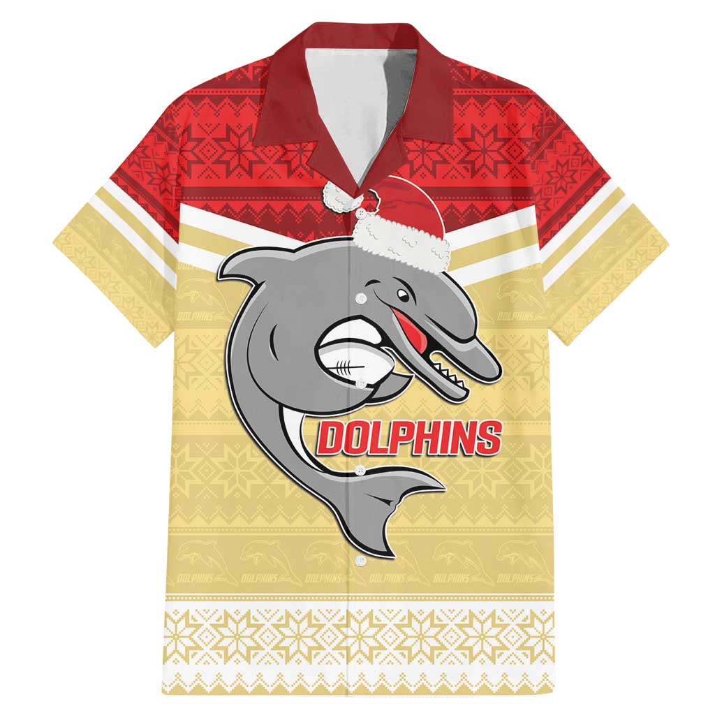 NRL Dolphins Mascot Christmas Personalised Family Matching Mermaid Dress and Hawaiian Shirt God Style