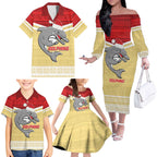 NRL Dolphins Mascot Christmas Personalised Family Matching Off The Shoulder Long Sleeve Dress and Hawaiian Shirt God Style