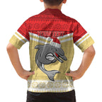NRL Dolphins Mascot Christmas Personalised Family Matching Off The Shoulder Long Sleeve Dress and Hawaiian Shirt God Style