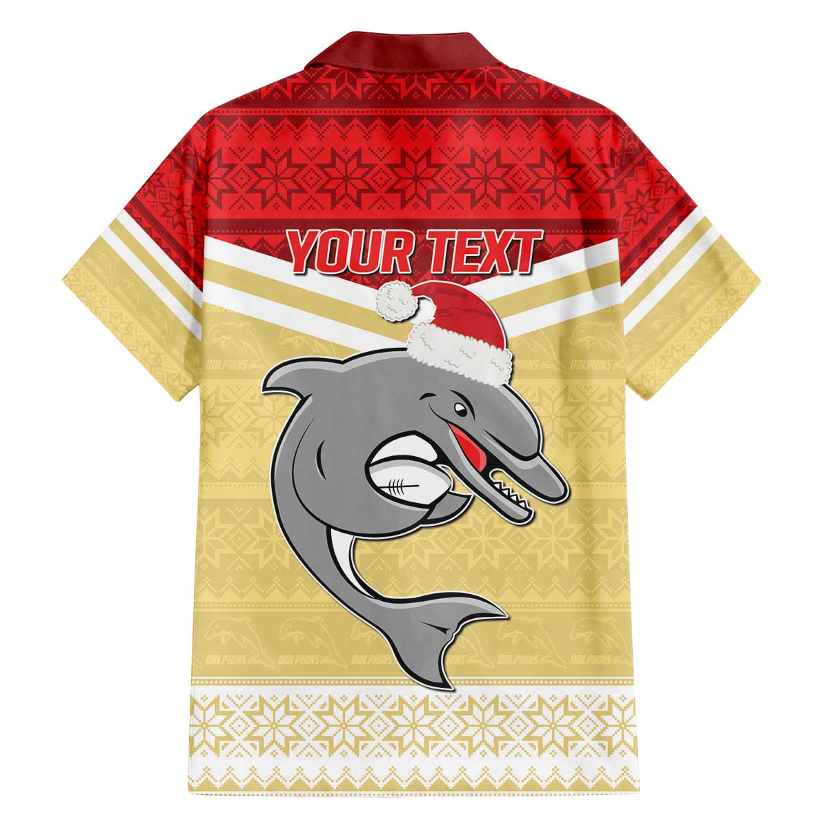 NRL Dolphins Mascot Christmas Personalised Family Matching Off The Shoulder Long Sleeve Dress and Hawaiian Shirt God Style