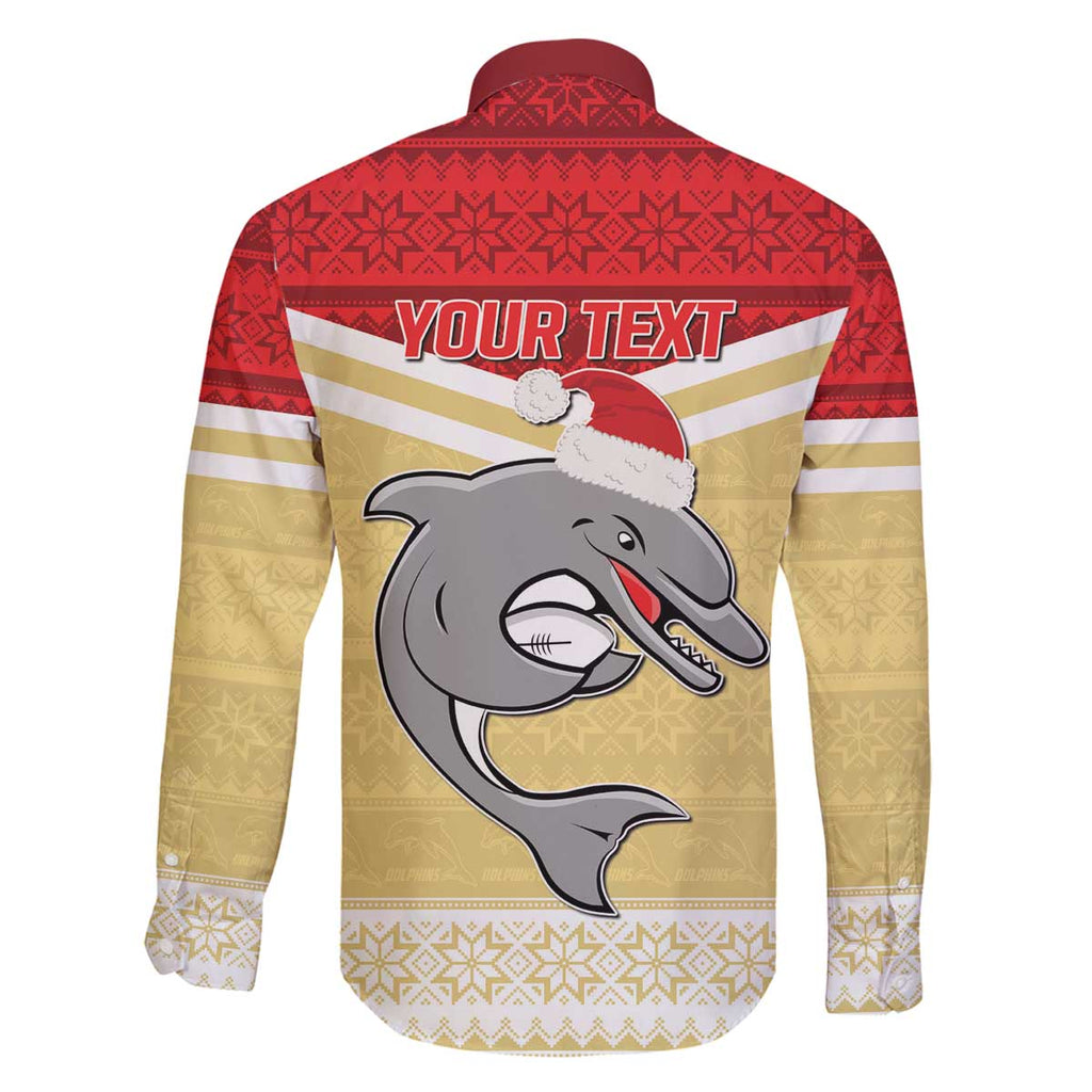 NRL Dolphins Mascot Christmas Personalised Family Matching Off The Shoulder Long Sleeve Dress and Hawaiian Shirt God Style