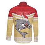 NRL Dolphins Mascot Christmas Personalised Family Matching Off The Shoulder Long Sleeve Dress and Hawaiian Shirt God Style