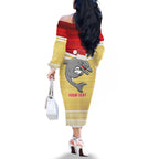 NRL Dolphins Mascot Christmas Personalised Family Matching Off The Shoulder Long Sleeve Dress and Hawaiian Shirt God Style