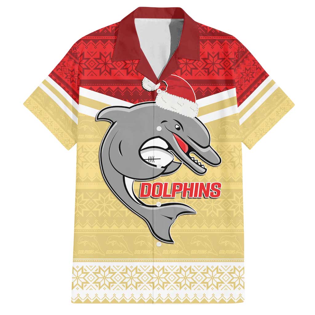 NRL Dolphins Mascot Christmas Personalised Family Matching Off Shoulder Maxi Dress and Hawaiian Shirt God Style