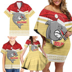 NRL Dolphins Mascot Christmas Personalised Family Matching Off Shoulder Short Dress and Hawaiian Shirt God Style