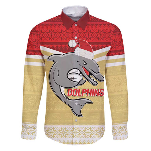 NRL Dolphins Mascot Christmas Personalised Family Matching Puletasi and Hawaiian Shirt God Style