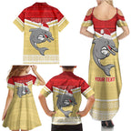 NRL Dolphins Mascot Christmas Personalised Family Matching Summer Maxi Dress and Hawaiian Shirt God Style