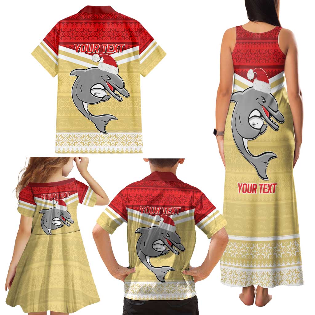 NRL Dolphins Mascot Christmas Personalised Family Matching Tank Maxi Dress and Hawaiian Shirt God Style