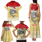 NRL Dolphins Mascot Christmas Personalised Family Matching Tank Maxi Dress and Hawaiian Shirt God Style