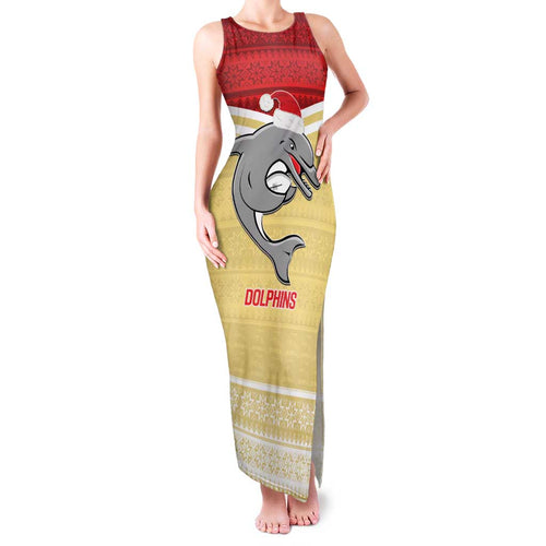 NRL Dolphins Mascot Christmas Personalised Family Matching Tank Maxi Dress and Hawaiian Shirt God Style