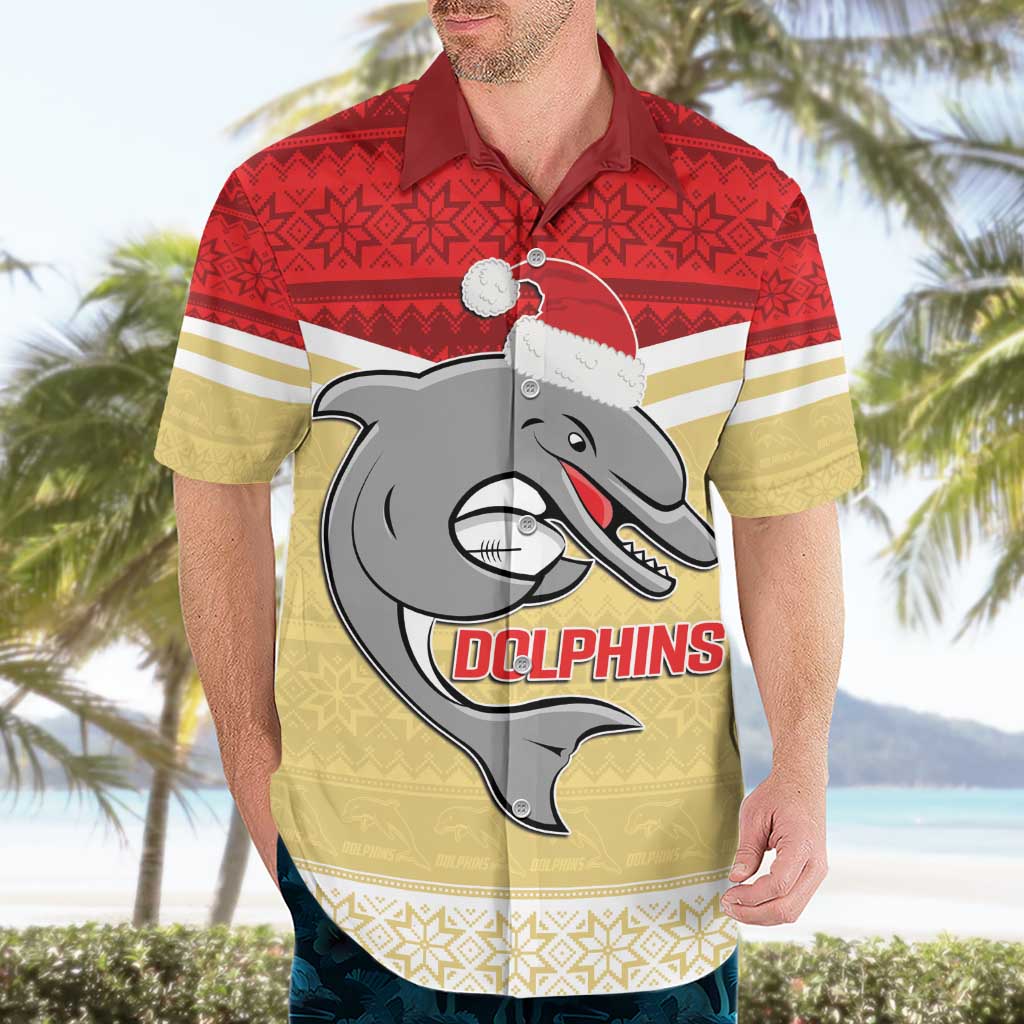 NRL Dolphins Mascot Christmas Personalised Hawaiian Shirt God Style