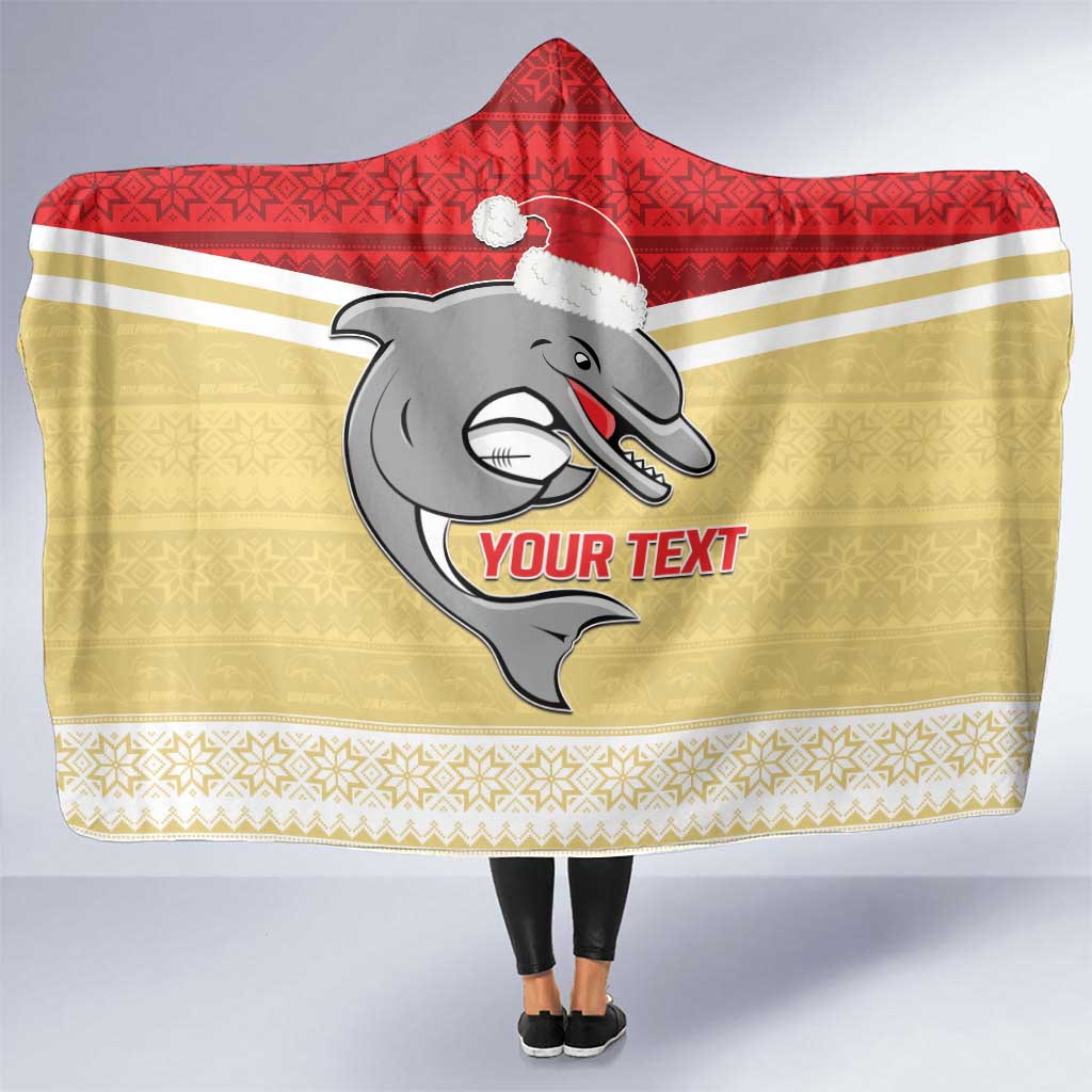 NRL Dolphins Mascot Christmas Personalised Hooded Blanket God Style