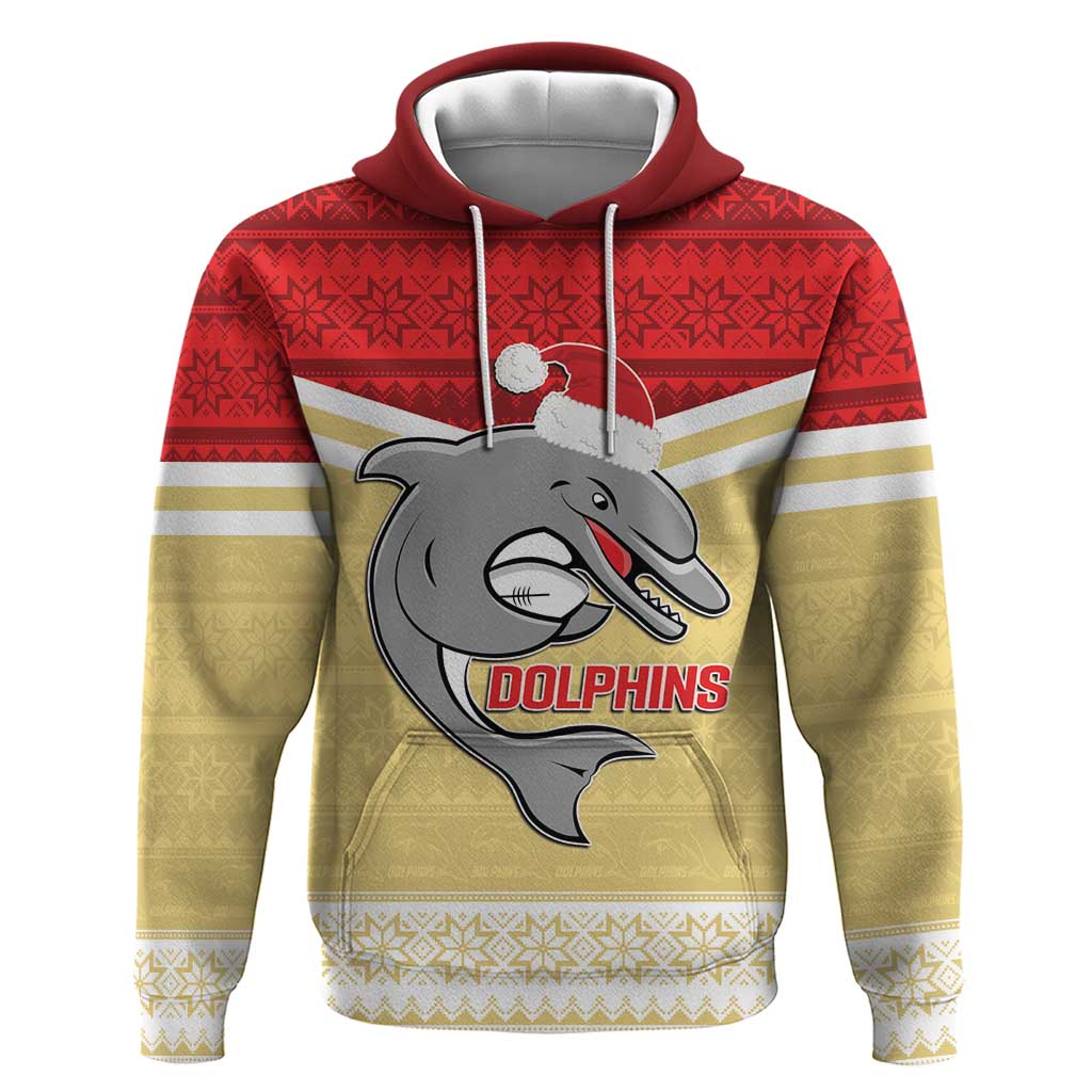 NRL Dolphins Mascot Christmas Personalised Hoodie God Style