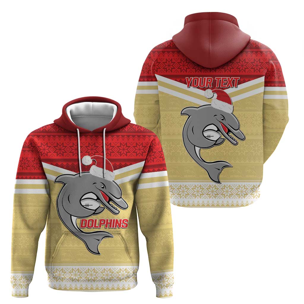 NRL Dolphins Mascot Christmas Personalised Hoodie God Style