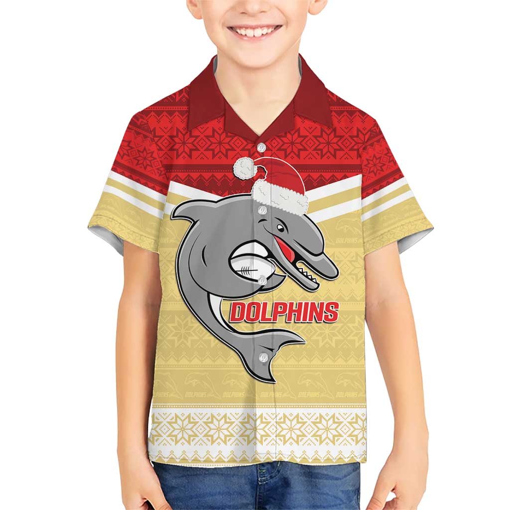 NRL Dolphins Mascot Christmas Personalised Kid Hawaiian Shirt God Style