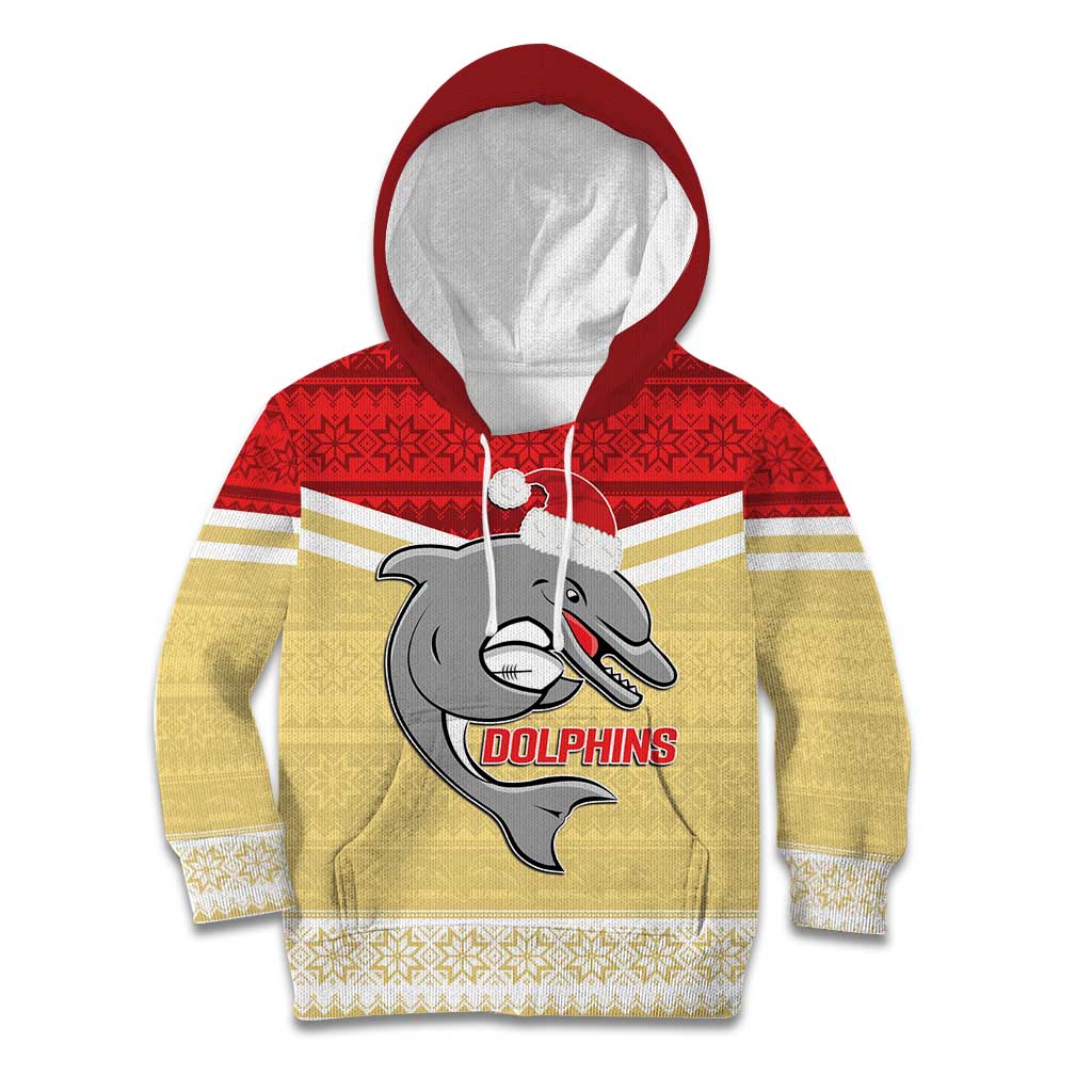 NRL Dolphins Mascot Christmas Personalised Kid Hoodie God Style