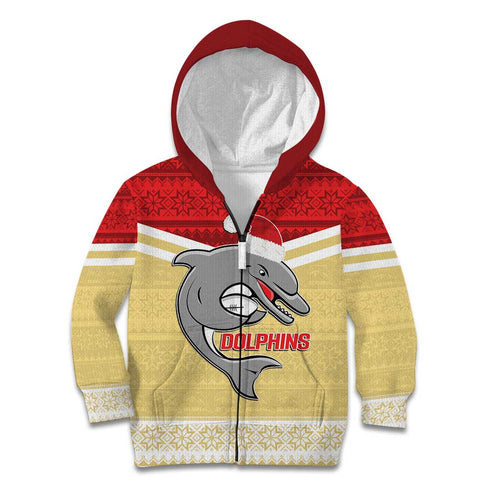 NRL Dolphins Mascot Christmas Personalised Kid Hoodie God Style