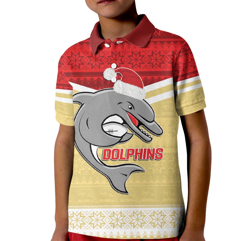 NRL Dolphins Mascot Christmas Personalised Kid Polo Shirt God Style