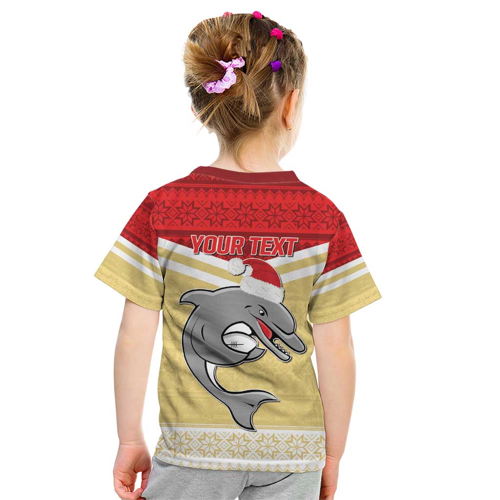 NRL Dolphins Mascot Christmas Personalised Kid T Shirt God Style