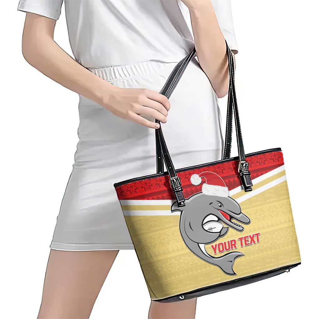 NRL Dolphins Mascot Christmas Personalised Leather Tote Bag God Style
