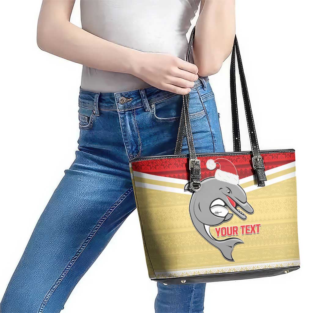 NRL Dolphins Mascot Christmas Personalised Leather Tote Bag God Style