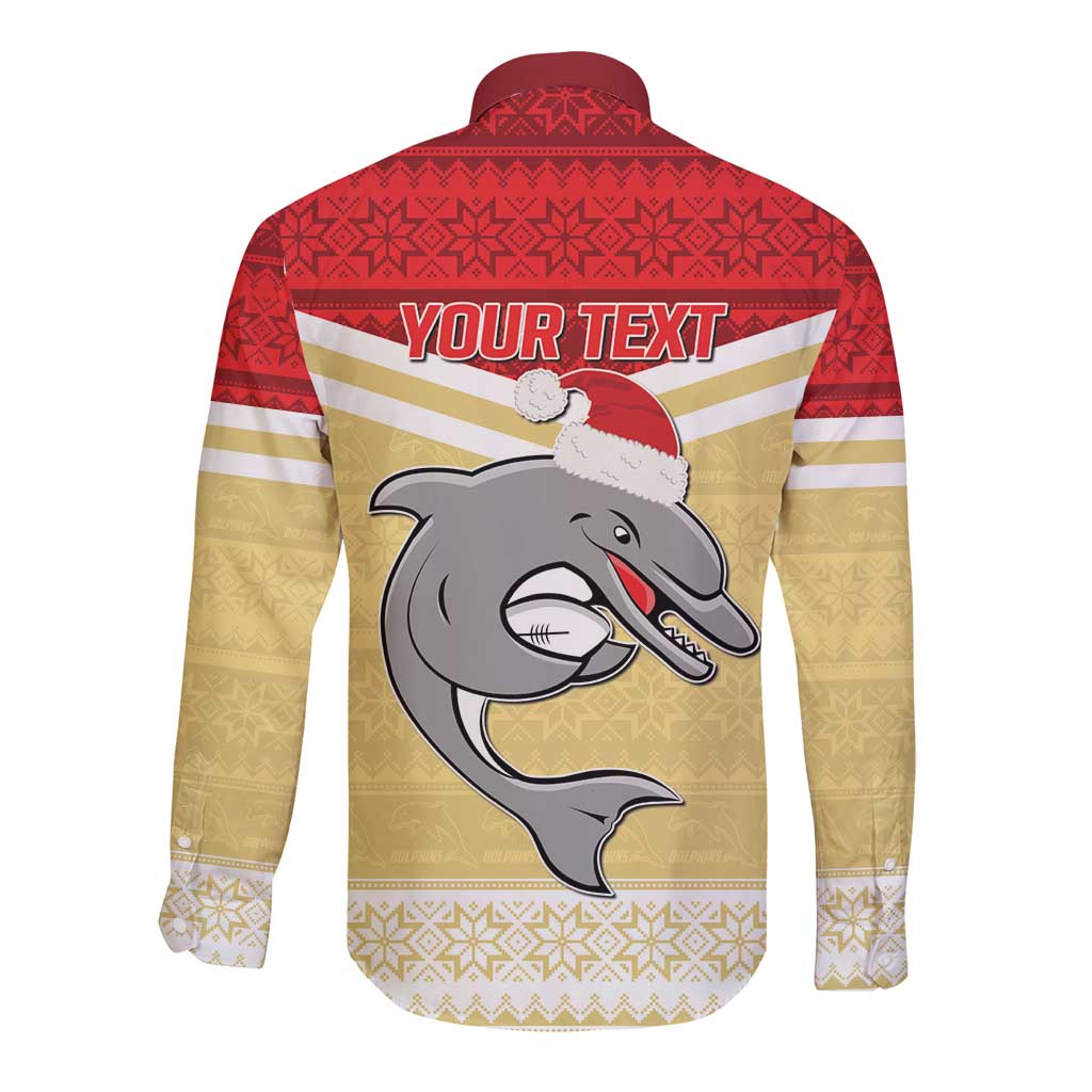 NRL Dolphins Mascot Christmas Personalised Long Sleeve Button Shirt God Style