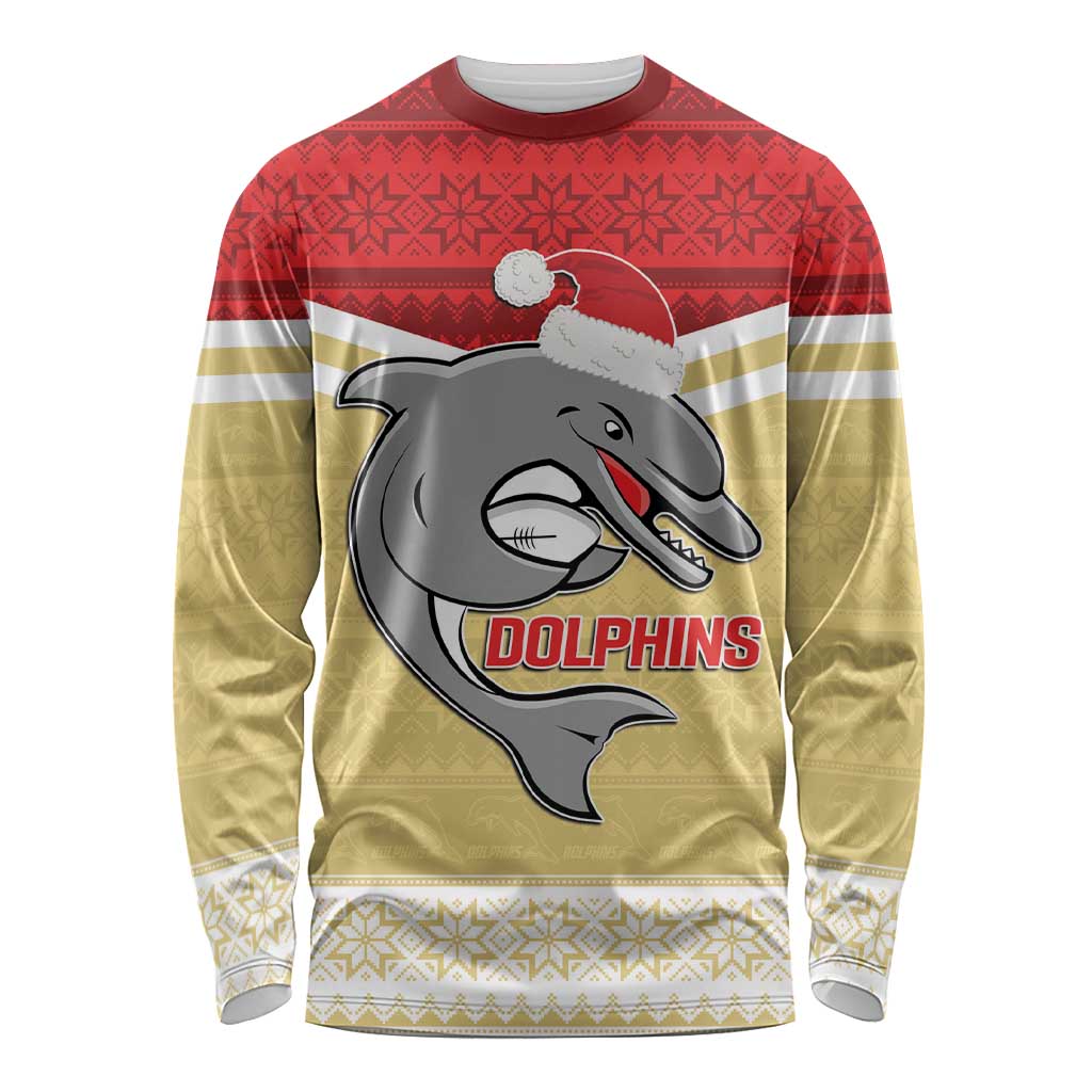 NRL Dolphins Mascot Christmas Personalised Long Sleeve Shirt God Style