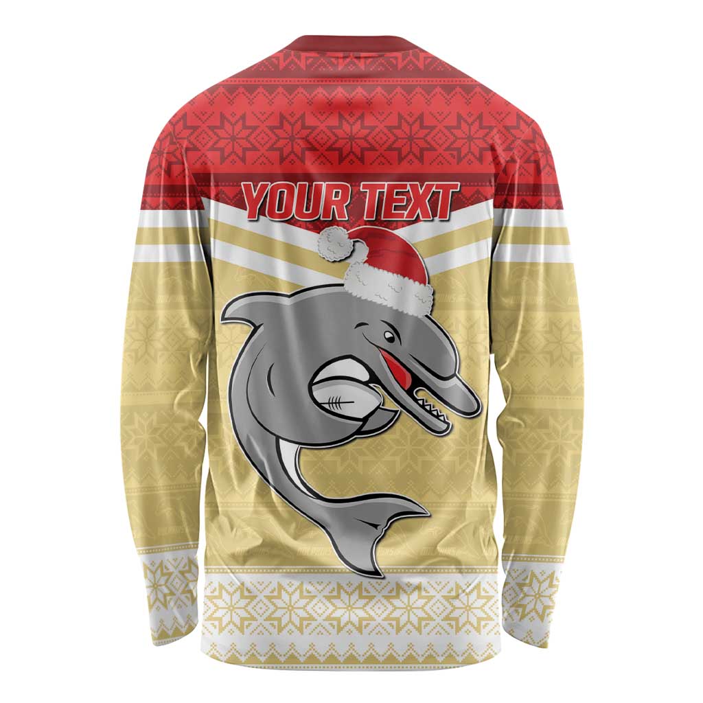 NRL Dolphins Mascot Christmas Personalised Long Sleeve Shirt God Style