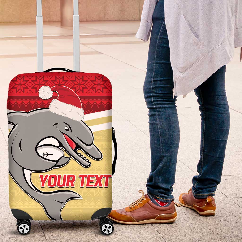 NRL Dolphins Mascot Christmas Personalised Luggage Cover God Style