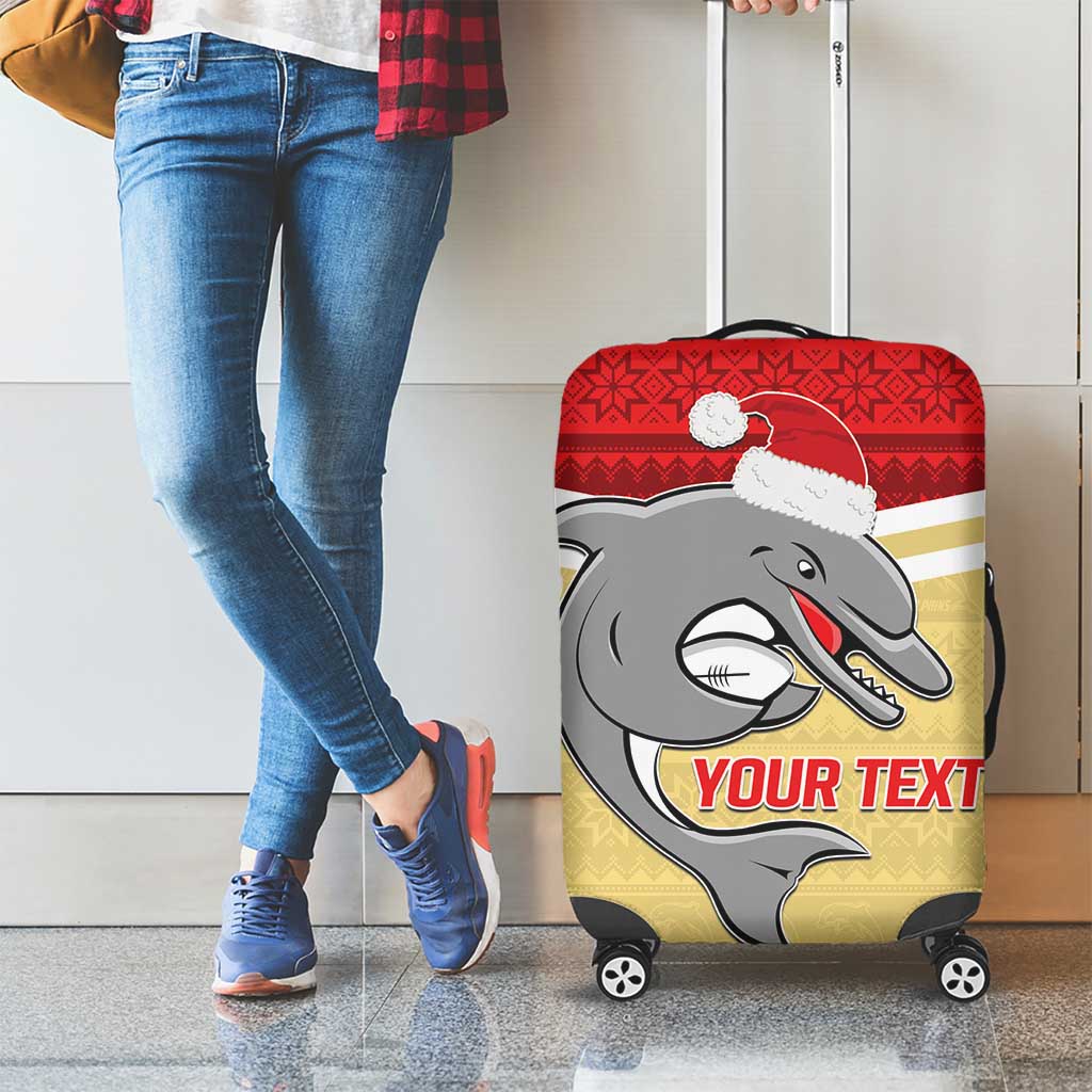 NRL Dolphins Mascot Christmas Personalised Luggage Cover God Style