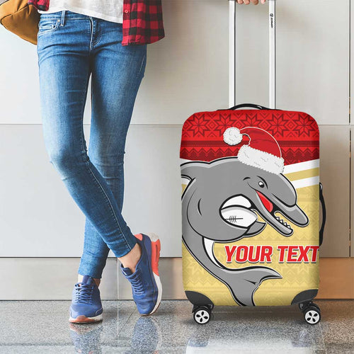 NRL Dolphins Mascot Christmas Personalised Luggage Cover God Style