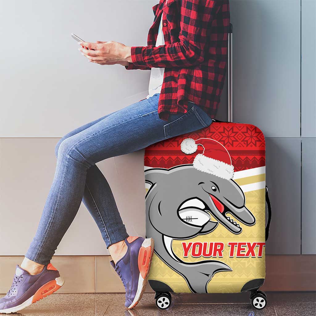 NRL Dolphins Mascot Christmas Personalised Luggage Cover God Style