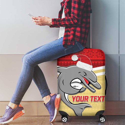 NRL Dolphins Mascot Christmas Personalised Luggage Cover God Style