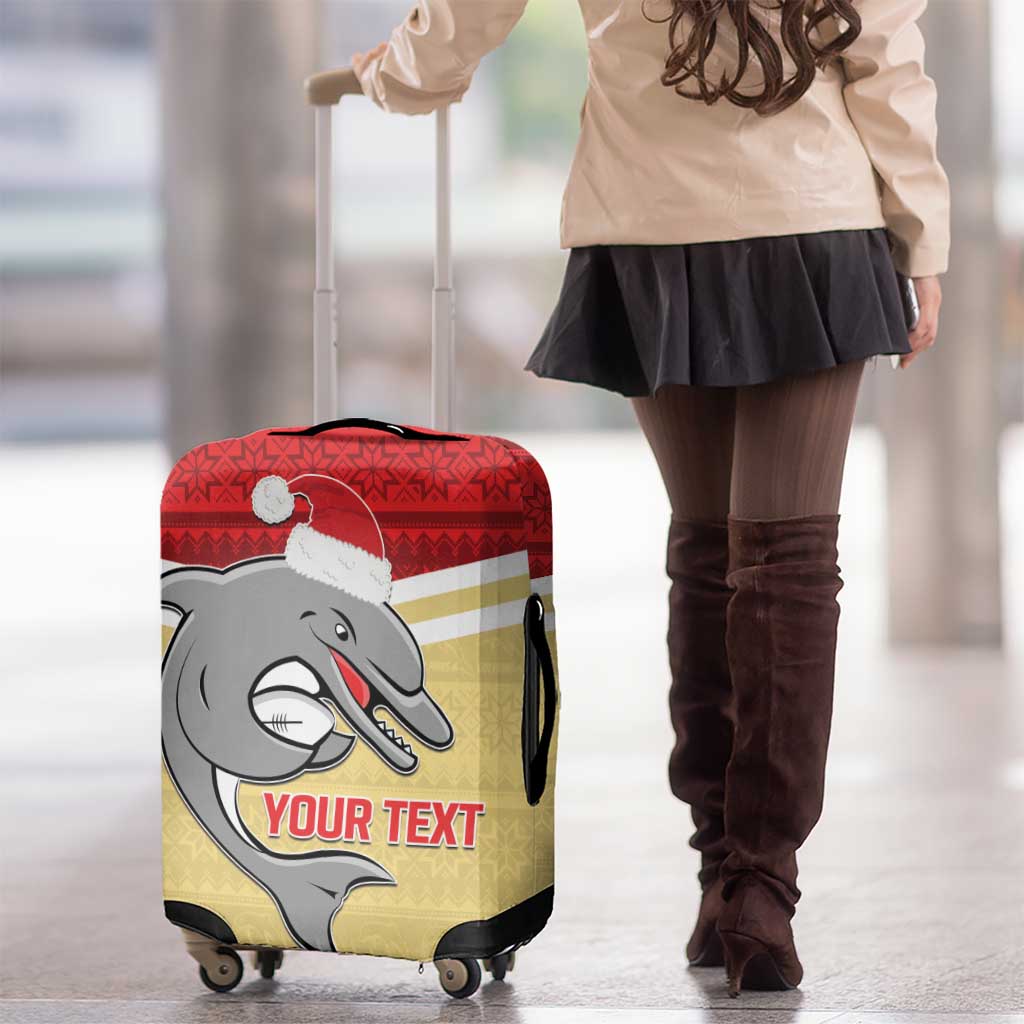 NRL Dolphins Mascot Christmas Personalised Luggage Cover God Style