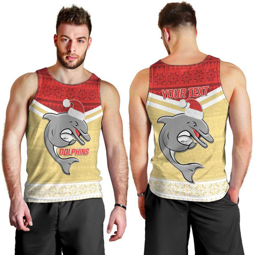 NRL Dolphins Mascot Christmas Personalised Men Tank Top God Style