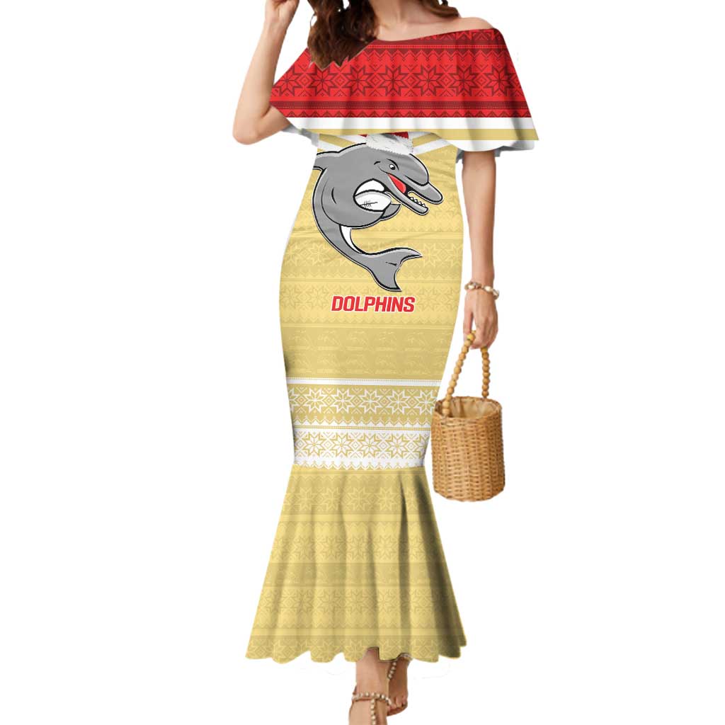 NRL Dolphins Mascot Christmas Personalised Mermaid Dress God Style