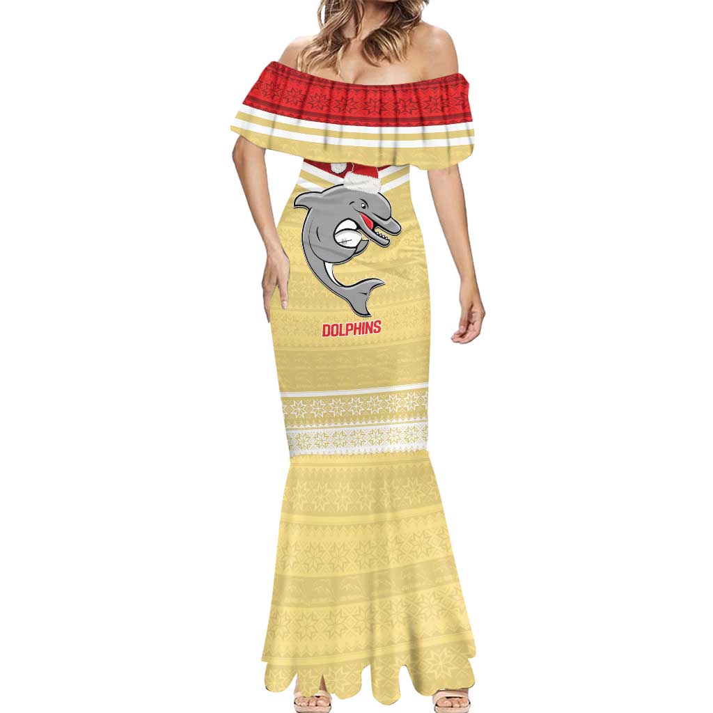 NRL Dolphins Mascot Christmas Personalised Mermaid Dress God Style