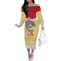 NRL Dolphins Mascot Christmas Personalised Off The Shoulder Long Sleeve Dress God Style
