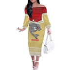 NRL Dolphins Mascot Christmas Personalised Off The Shoulder Long Sleeve Dress God Style