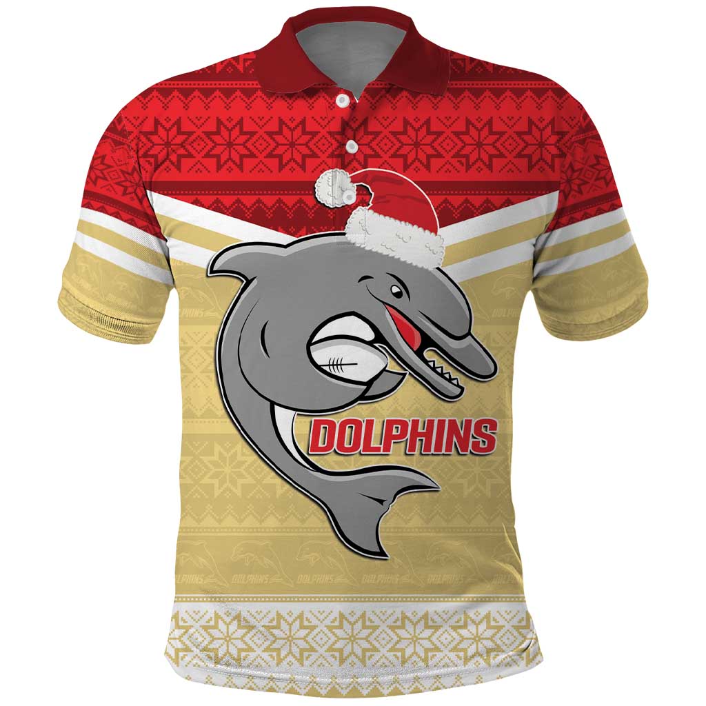 NRL Dolphins Mascot Christmas Personalised Polo Shirt God Style