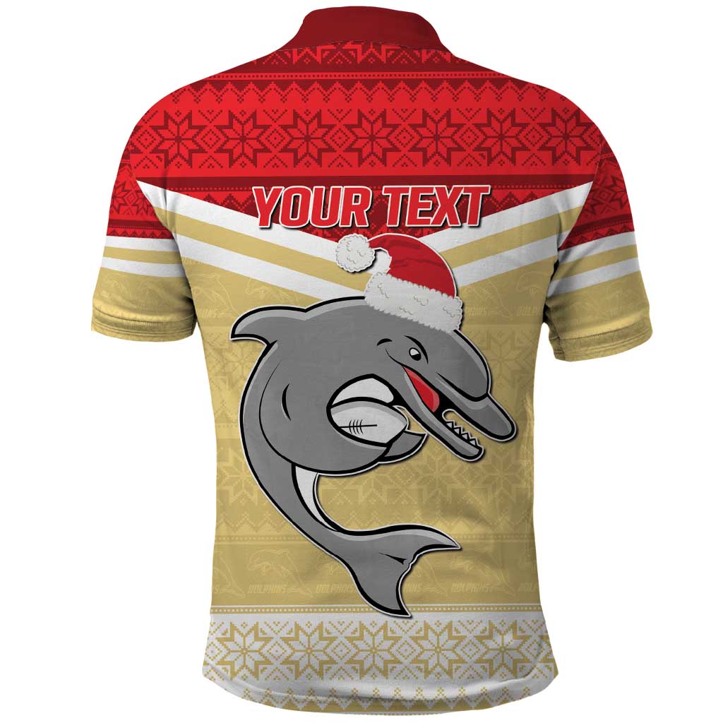 NRL Dolphins Mascot Christmas Personalised Polo Shirt God Style