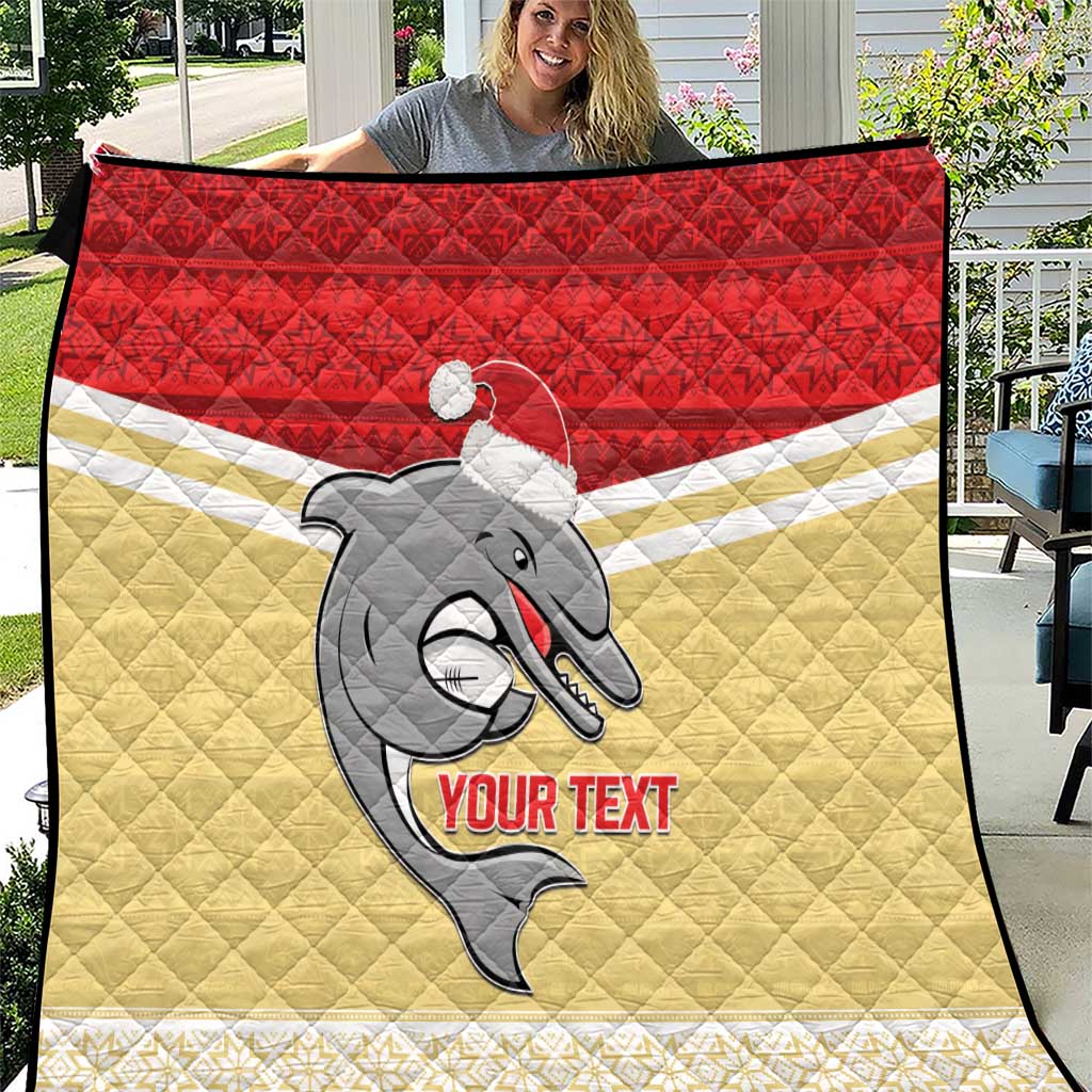 NRL Dolphins Mascot Christmas Personalised Quilt God Style