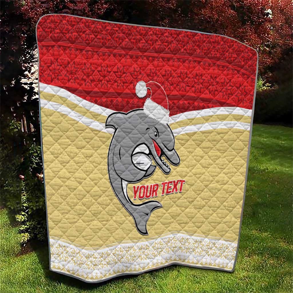 NRL Dolphins Mascot Christmas Personalised Quilt God Style