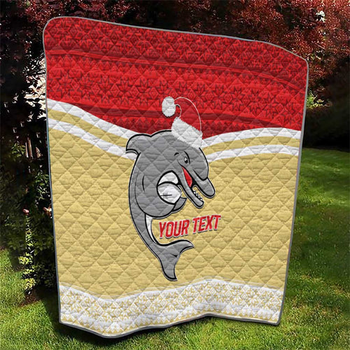 NRL Dolphins Mascot Christmas Personalised Quilt God Style