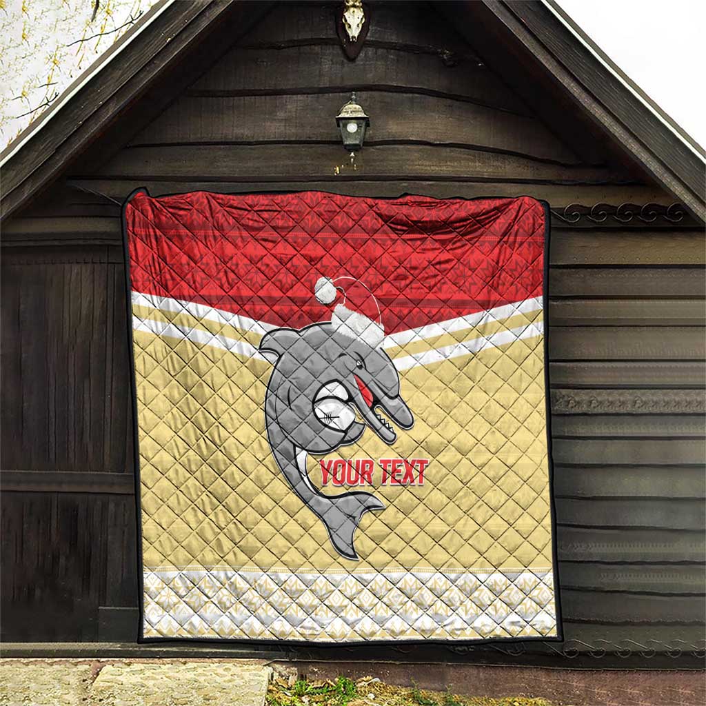 NRL Dolphins Mascot Christmas Personalised Quilt God Style
