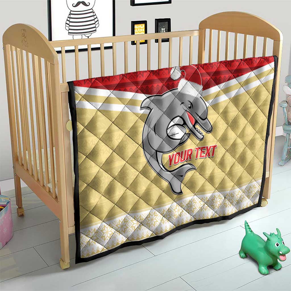 NRL Dolphins Mascot Christmas Personalised Quilt God Style