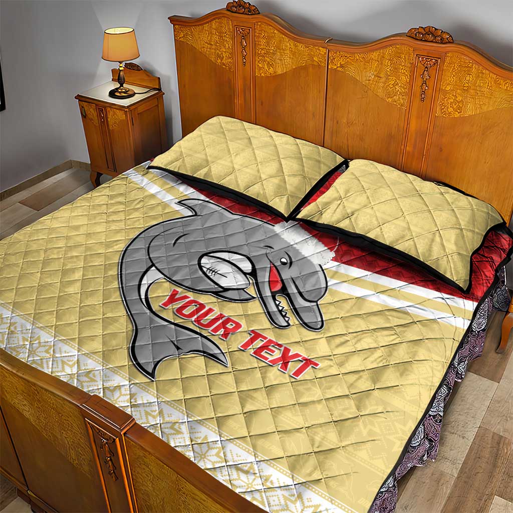 NRL Dolphins Mascot Christmas Personalised Quilt Bed Set God Style