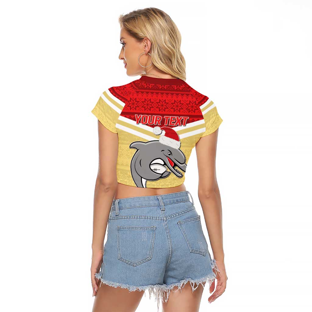 NRL Dolphins Mascot Christmas Personalised Raglan Cropped T Shirt God Style