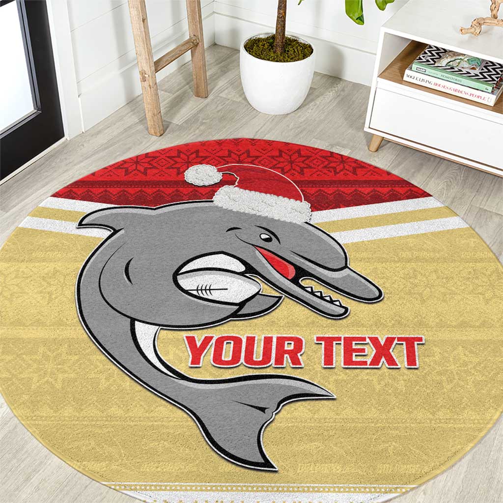 NRL Dolphins Mascot Christmas Personalised Round Carpet God Style