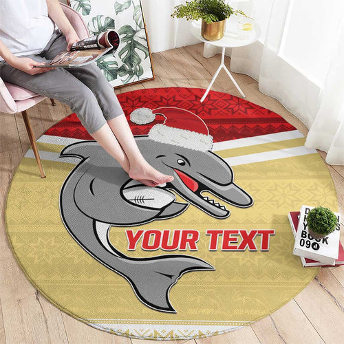 NRL Dolphins Mascot Christmas Personalised Round Carpet God Style